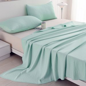 High-End Waffle Plaid Ice Silk Summer Blanket – Double-Sided Cooling Duvet for Bed – Air-Conditioning Quilt Comforter