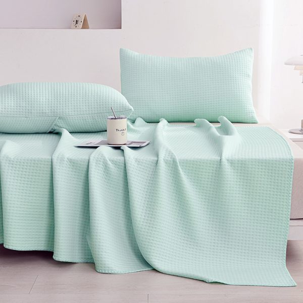 High-End Waffle Plaid Ice Silk Summer Blanket – Double-Sided Cooling Duvet for Bed – Air-Conditioning Quilt Comforter - Image 2