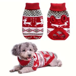 Pet Knitted Sweater – Warm Red New Year Clothes for Dogs & Cats